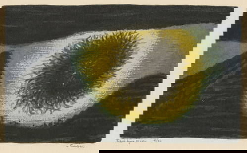 Edward LANDON: "Darkling Moon".: Edward LANDON (American, 1911-1984): "Darkling Moon". Color screenprint on wove paper, 1955. Reference: Mary Ryan Gallery / Landon Estate 52 (Print Quarterly, vol. 3, no. 4). Edition of 40. Signed,