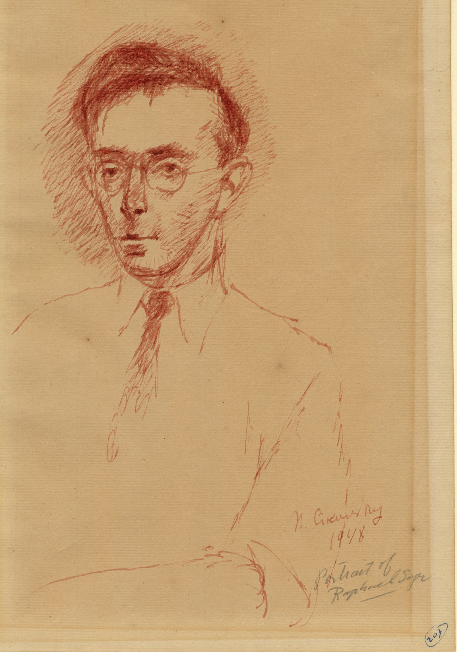 Nicolai CIKOVSKY: "Portrait of Raphael Soyer". (1 of 2)