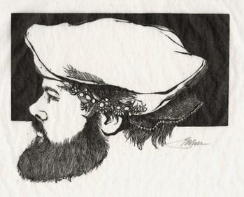 Barry MOSER: "Self Portrait with Beret".