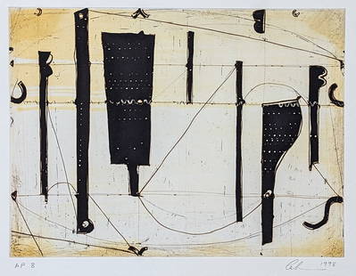 Caio FONSECA: "One".: Caio FONSECA (American, born 1959): "One". Color spitbite, soapground and sugar lift aquatint, with drypoint on Somerset wove paper, 1998. Signed, dated, and numbered AP8; aside from the edition of
