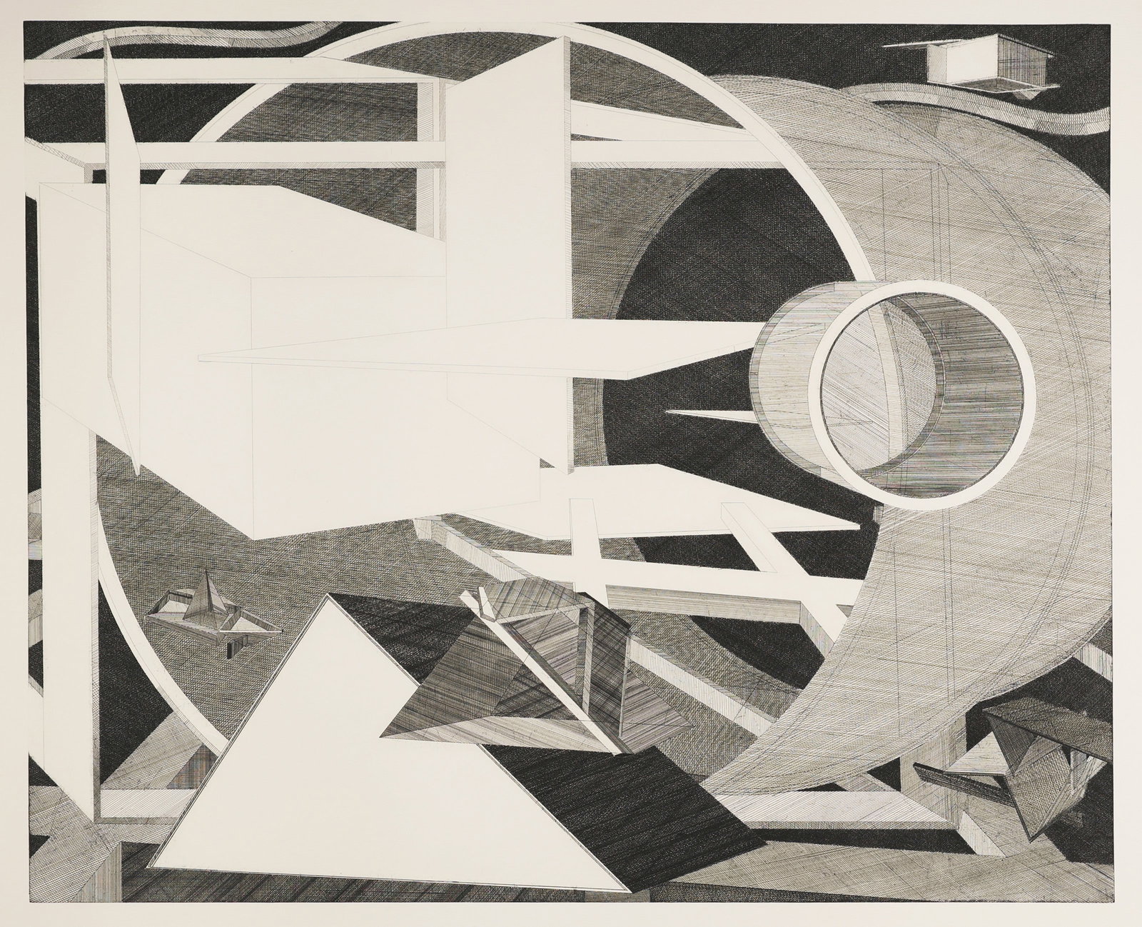 Al HELD: "Straits of Magellan".: Al HELD (American, 1928-2005): "Straits of Magellan". Hardground etching on wove paper, 1986. Signed, dated, and inscribed AP 8/10 aside from the edition of 50. Printed by Rene Bott. Published by Crow