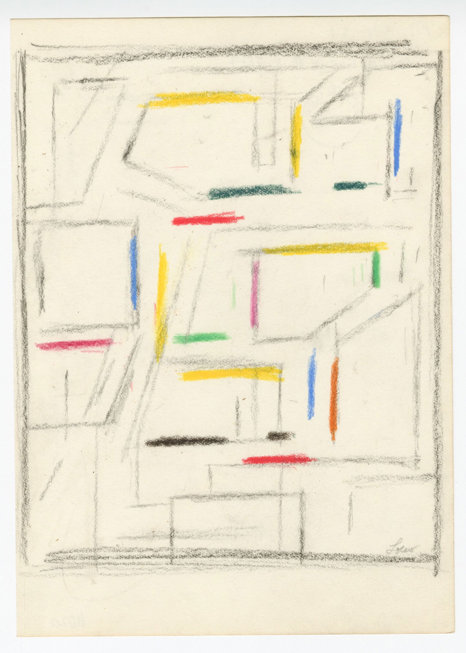 Michael LOEW: "Color Form #18".: Michael LOEW (American, 1907-1985): "Color Form #18". Colored pencil and graphite on wove paper, 1957. Bearing the round estate stamp on the verso. Signed in pencil in the lower right image corner. Ti