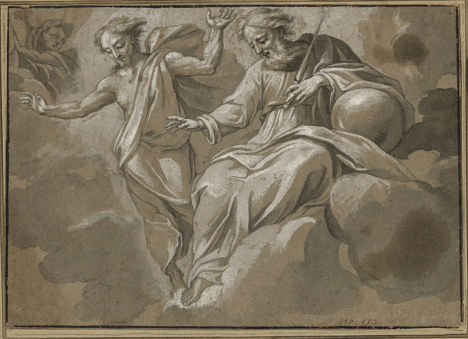 BAROQUE SCHOOL: "Christ Ascended to Heaven". (1 of 2)