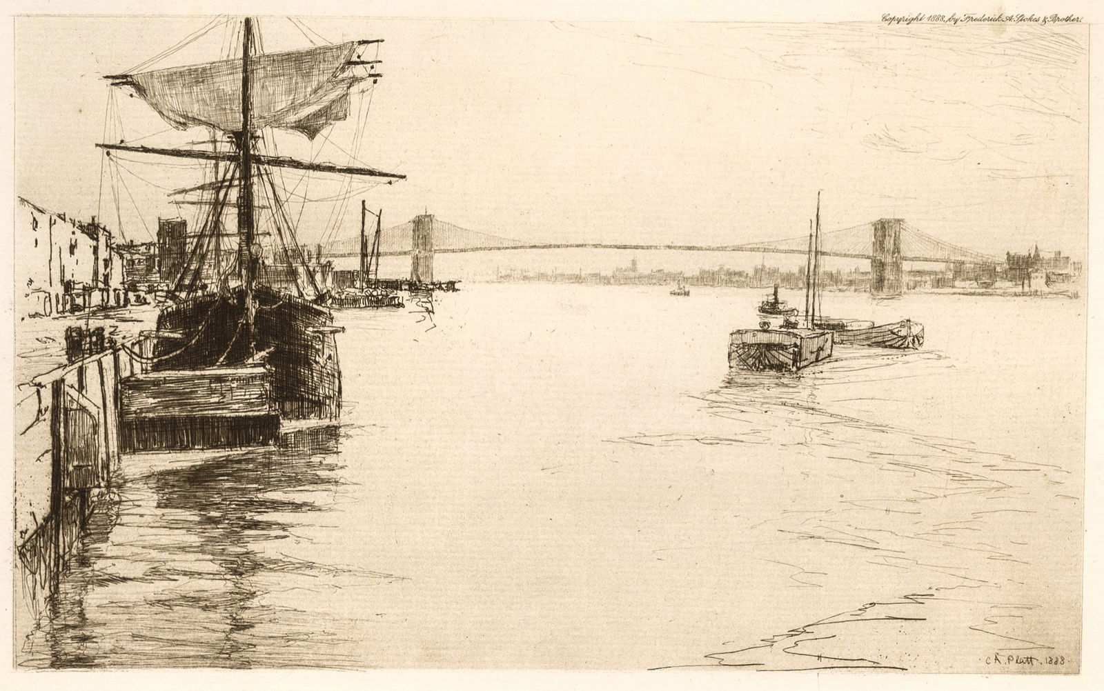 Charles Adams PLATT: "Brooklyn Bridge". (1 of 2)