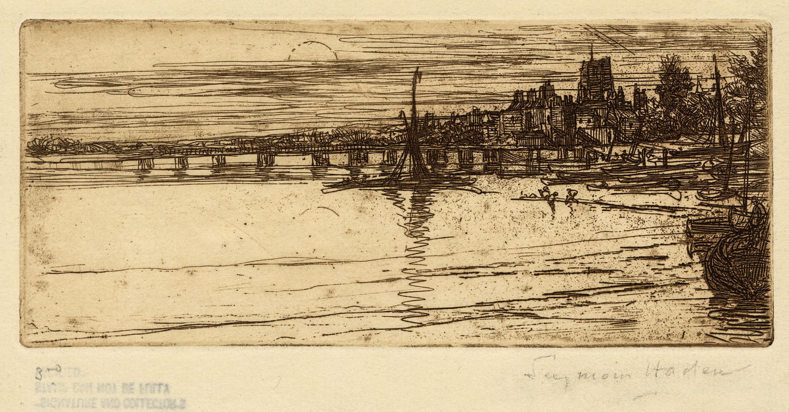 Four fine British etchings. Seymour HADEN: "Batt..." (1 of 8)