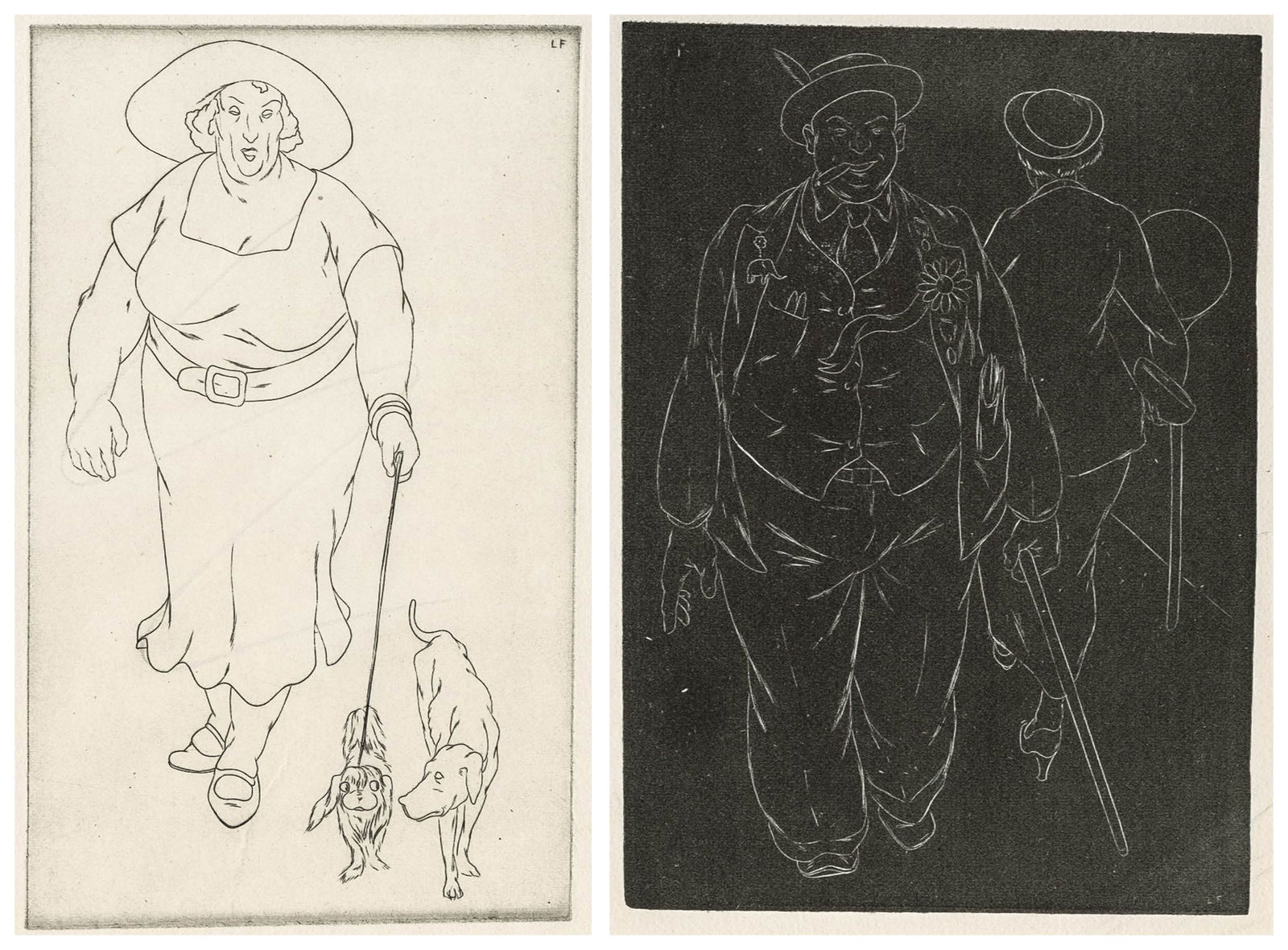 William Leroy FLINT: "Lady with Dog".: William Leroy FLINT (American, 1909-1991): "Lady with Dog". Etching on wove paper, circa 1935-39. From a small edition, printed under the auspices of "The Federal Art Project" (a.k.a. The Works