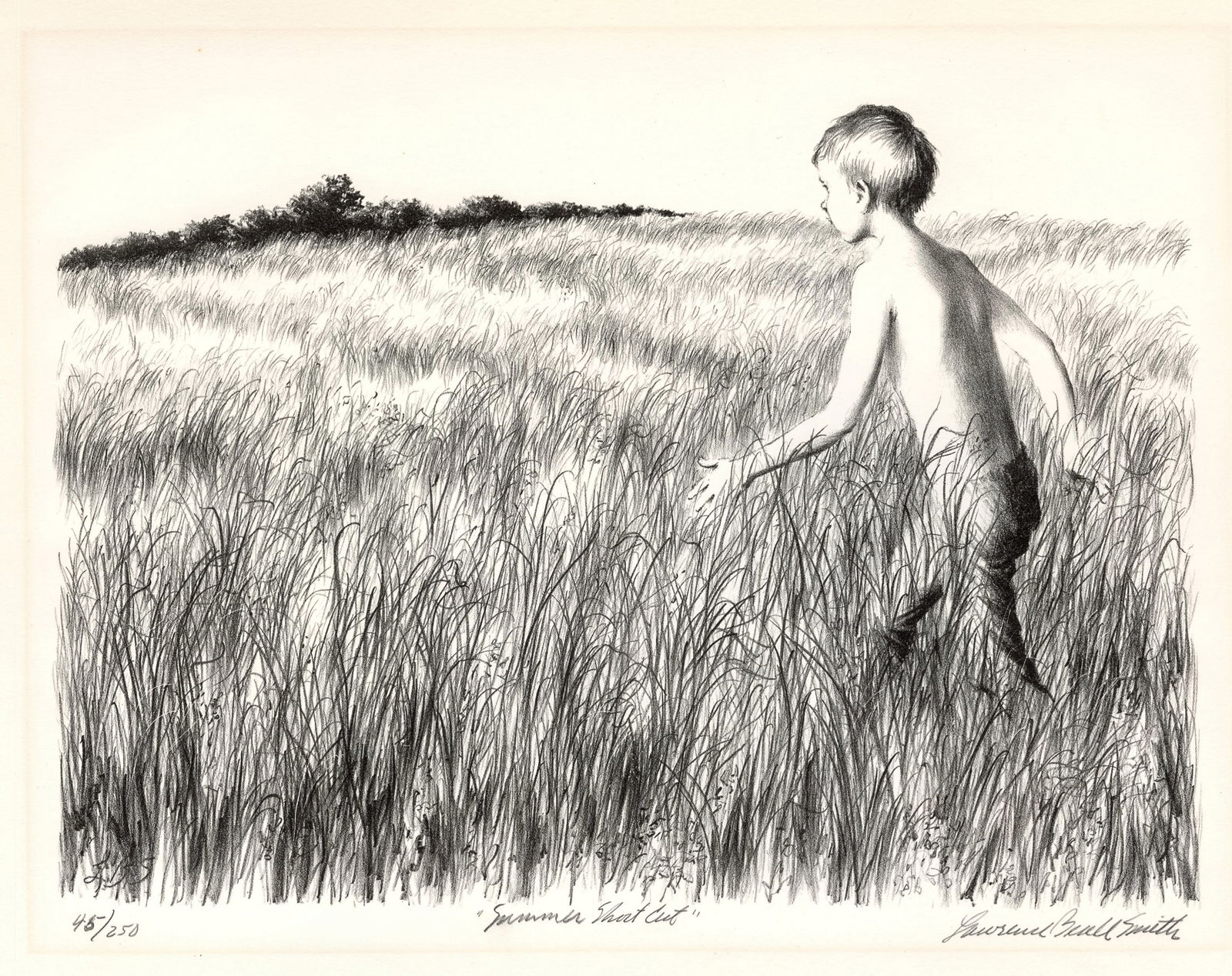 Lawrence Beall SMITH: "Summer Shortcut".: Lawrence Beall SMITH (American, 1909-1995): "Summer Shortcut". Lithograph on wove paper, 1968. Reference: Windisch, Cole, and Herbaugh 1912. Published by Associated American Artists, New York, NY.