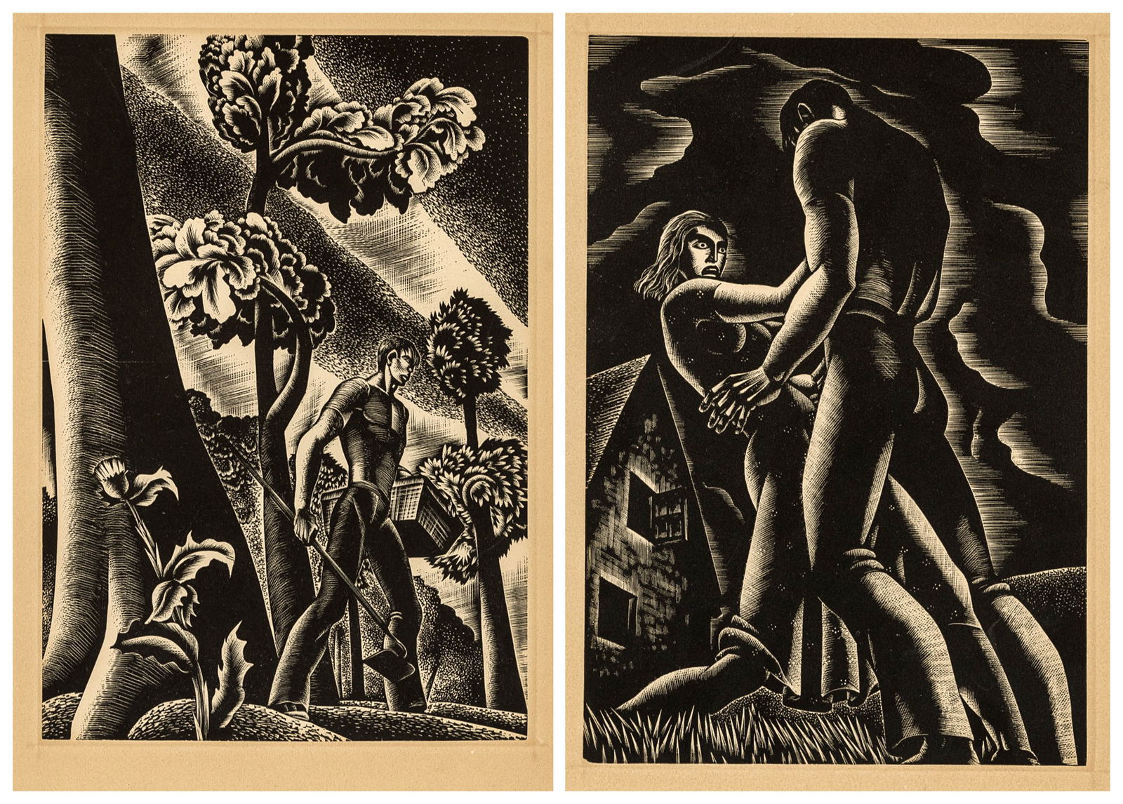 Lynd WARD: "Wild Pilgrimage".: Lynd WARD (American, 1905-1985): "Wild Pilgrimage". Wood engraving on wove paper, 1932. From the wordless novel published by Harrison Smith and Robert Haas, NYC. Plate size: 6 3/8 x 4 3/8 inches.