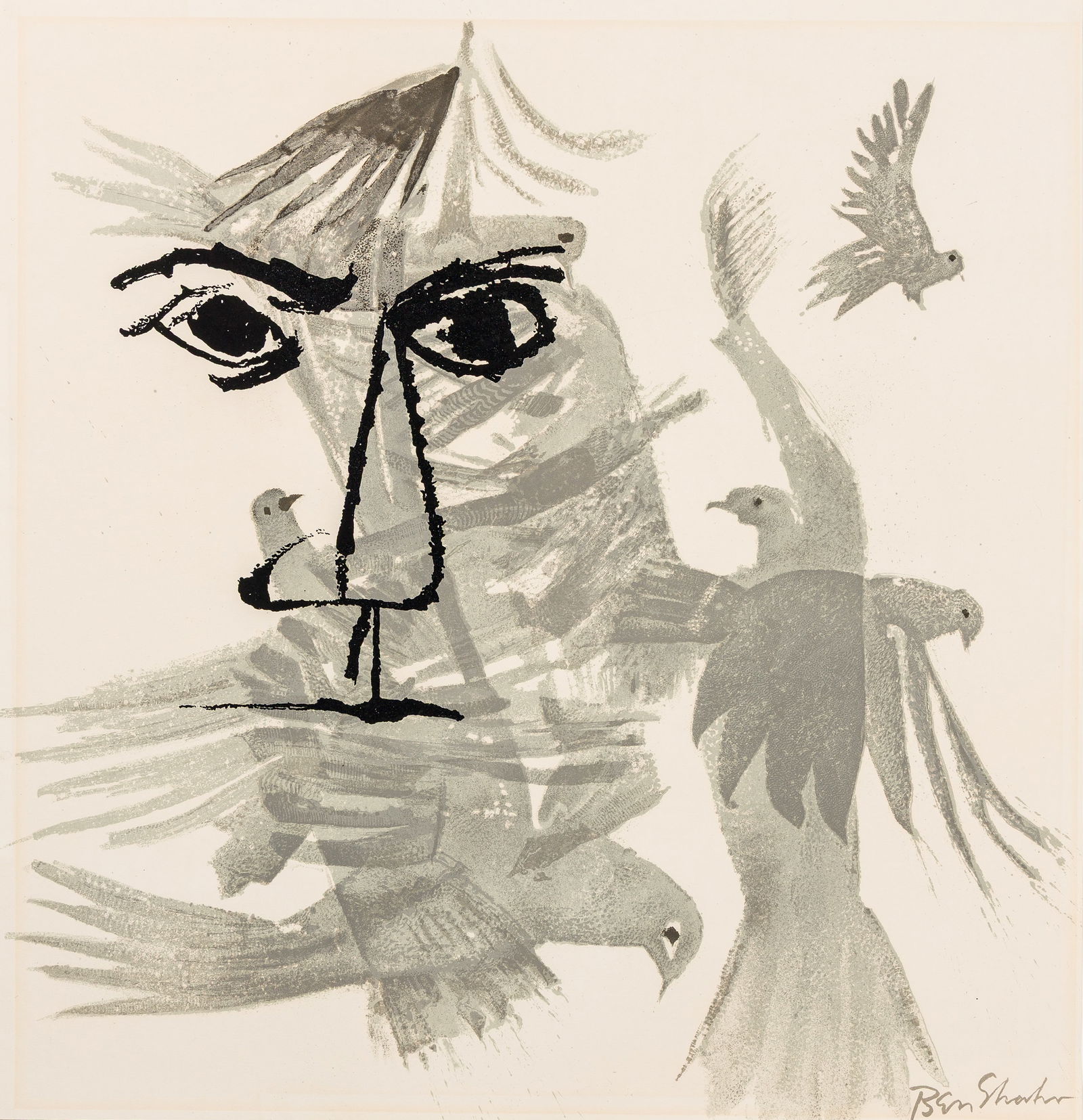 Ben SHAHN: "Birds over the City". (1 of 2)