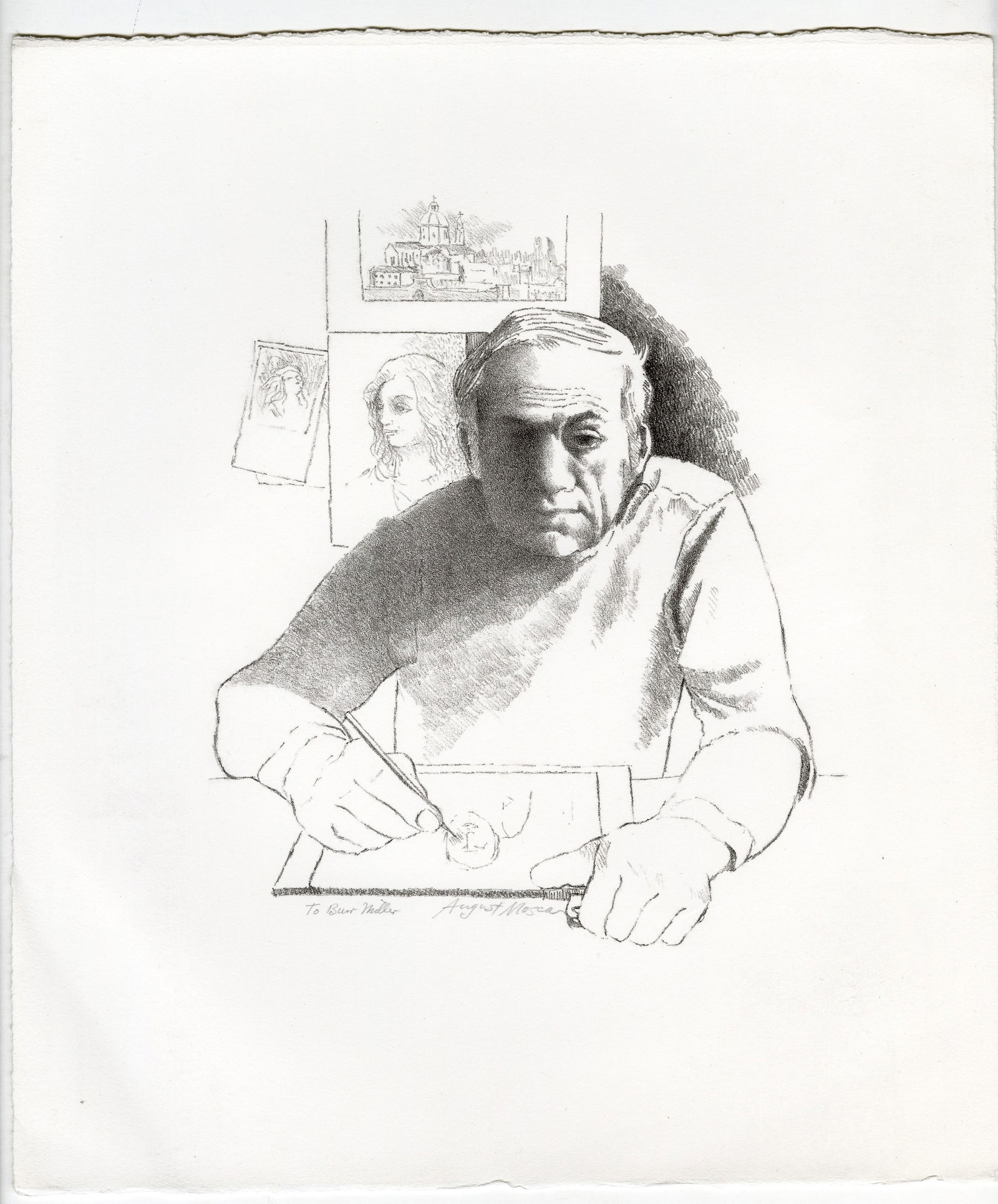 August MOSCA: "Self Portrait". - 2