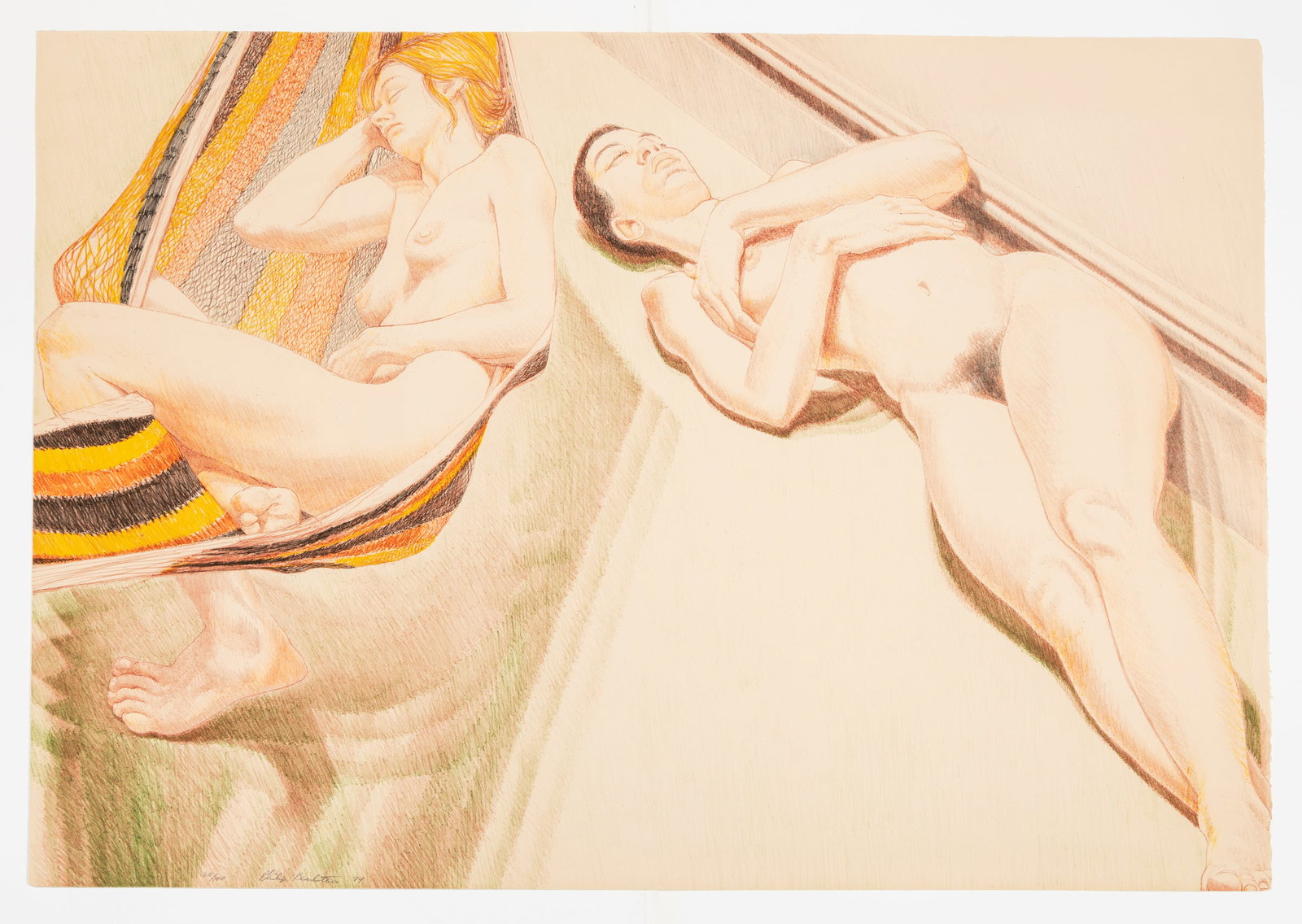 Philip PEARLSTEIN: "Two Nudes with Hammock". (1 of 1)