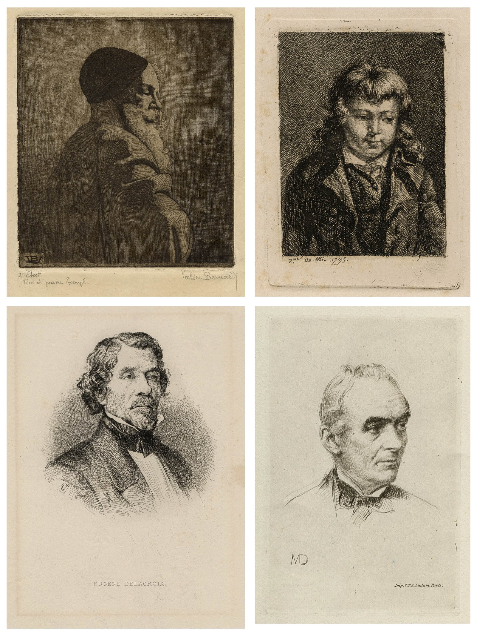 Four French Portrait Etchings. (1 of 9)