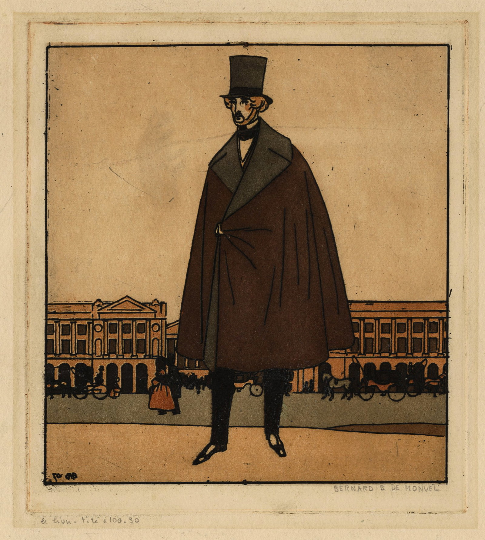 Bernard BOUTET de MONVEL: "Le Lion".: Bernard BOUTET de MONVEL (French, 1881-1949): "Le Lion". Color aquatint and soft-ground etching on thick wove paper, 1907. Reference: reproduced in Addade. Edition of 100. Signed and numbered in