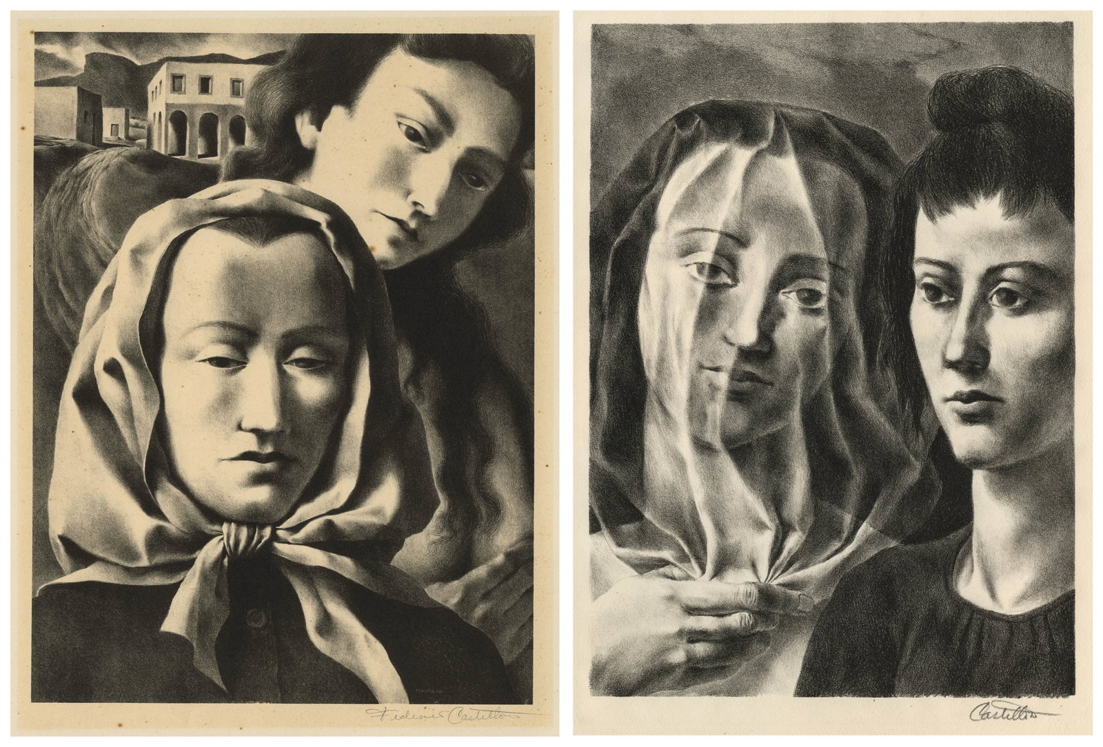 CASTELLON: Two lithographs depicting Two Women. (1 of 5)