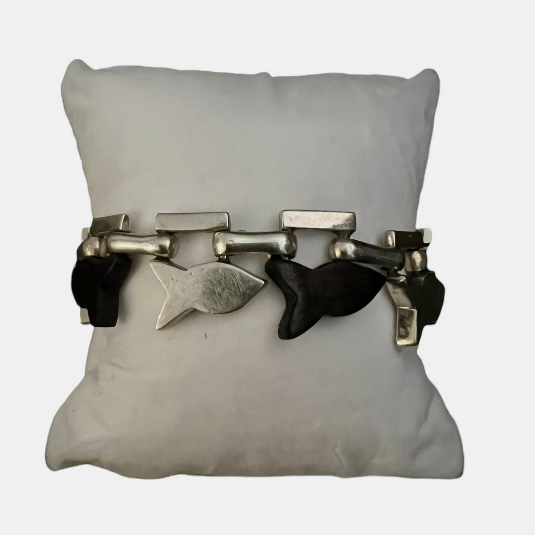 Sterling Silver Link Bracelet and Sterling Black Onyx Earrings (1 of 4)