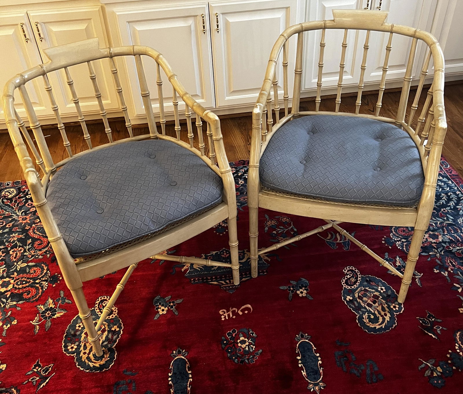 Pair of Vintage Bamboo Chairs with Cane Seats. (1 of 7)