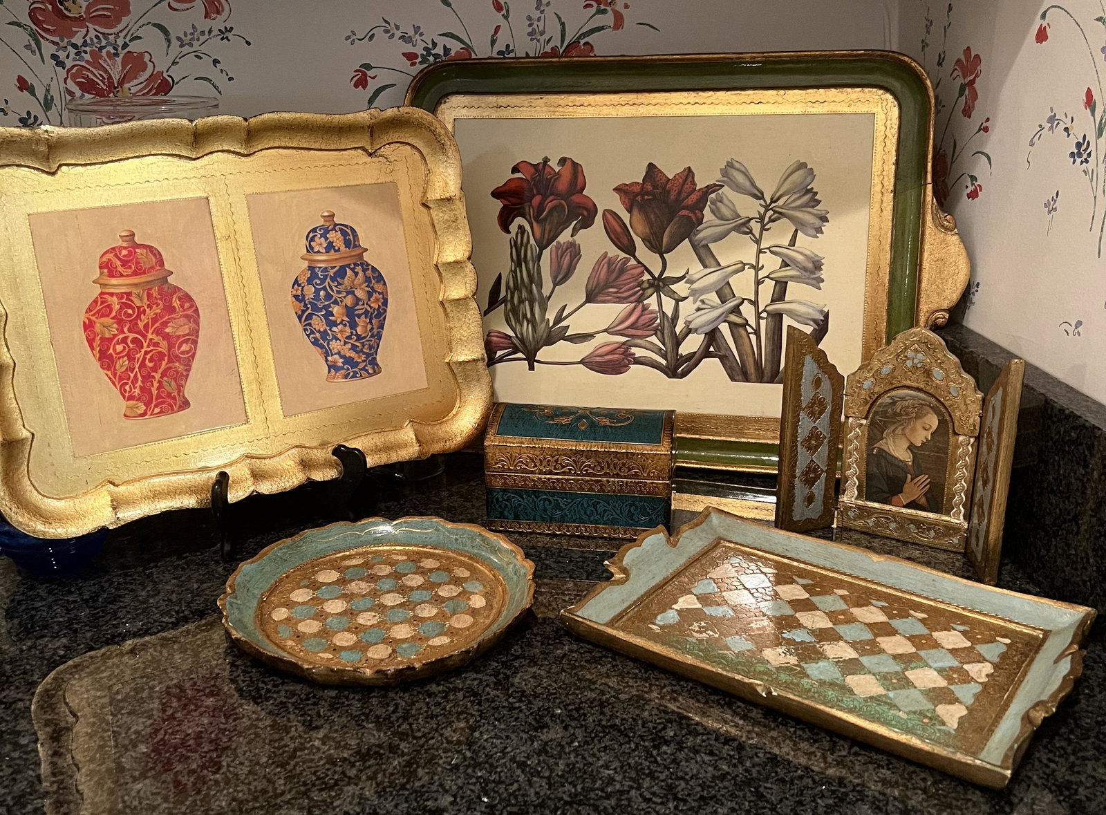 Italian Trays: Italian Trays. Condition: Good Estate Condition. Local pickup only. Local pickup only in Raleigh, NC on Thursday 2/28 between 9am-5pm. * Please do not bid if you cannot pickup the item during this tim