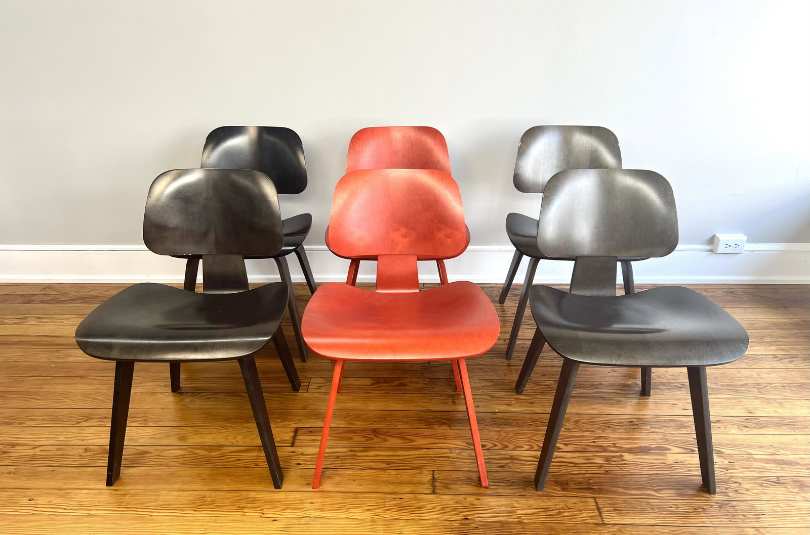 Set of Six Eames Herman Miller DCW Chairs (1 of 10)