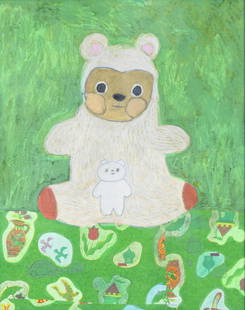 Tomoko Nagai 'Tomodachi', framed: 25.4 x 20.2 cm, Acrylic, watercolor, pencil, color pencil, ink and collage on, 2018, With a certificate of authenticity by Tomio Koyama Gallery