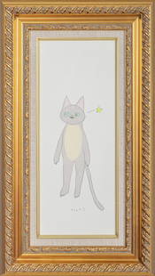 Tomoko Nagai 'The Cat', framed: 46 x 19.7 cm; Pencil, colorpencil on Paper; 2009; For details, please refer to the online catalog at https://issuu.com/muchuntang