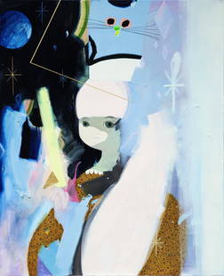 Tomoko Nagai 'Cat's Cap', stretched canvas: 162 x 130.3 cmOil, Giltter on canvas; 2020; With a label of Tokyo Tomio Koyama GalleryFor details, please refer to the online catalog at https://issuu.com/muchuntang