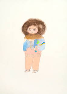 Tomoko Nagai 'Snow girl' Framed: L 38 W 27 cm;Water color, Pencil, Color pencil, Ink, Glitter and pastel om paper,2011 To see more info, check our online catalogue: https://issuu.com/muchuntang