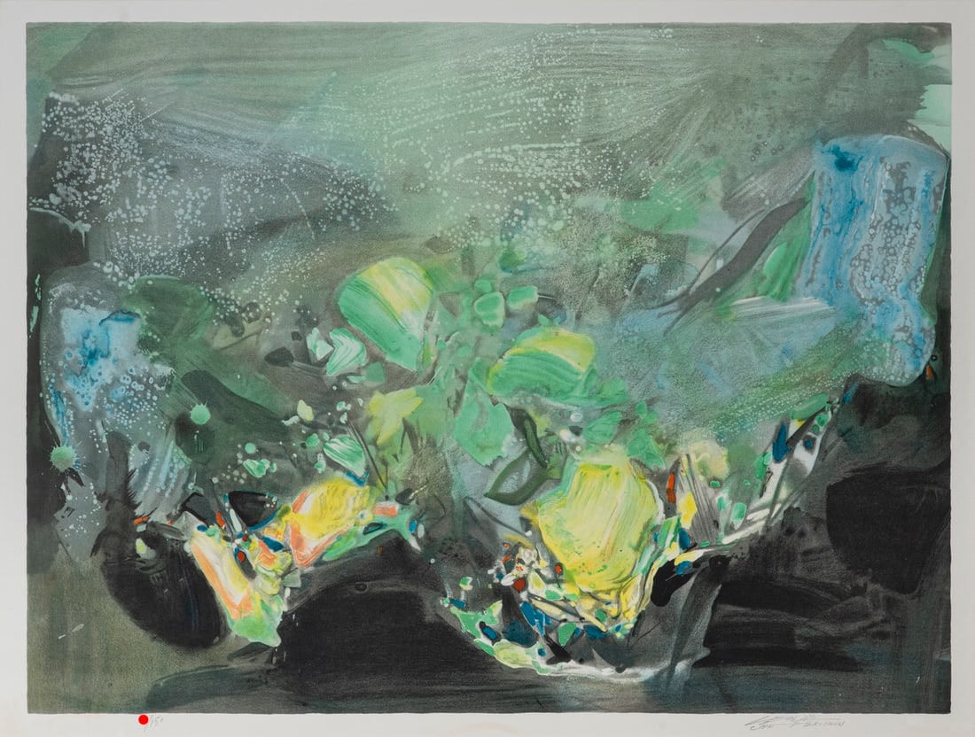Chu Teh-Chun '2000E' lithograph, framed: 69 x 92 cm; To see more info, check our online catalogue: https://issuu.com/muchuntang