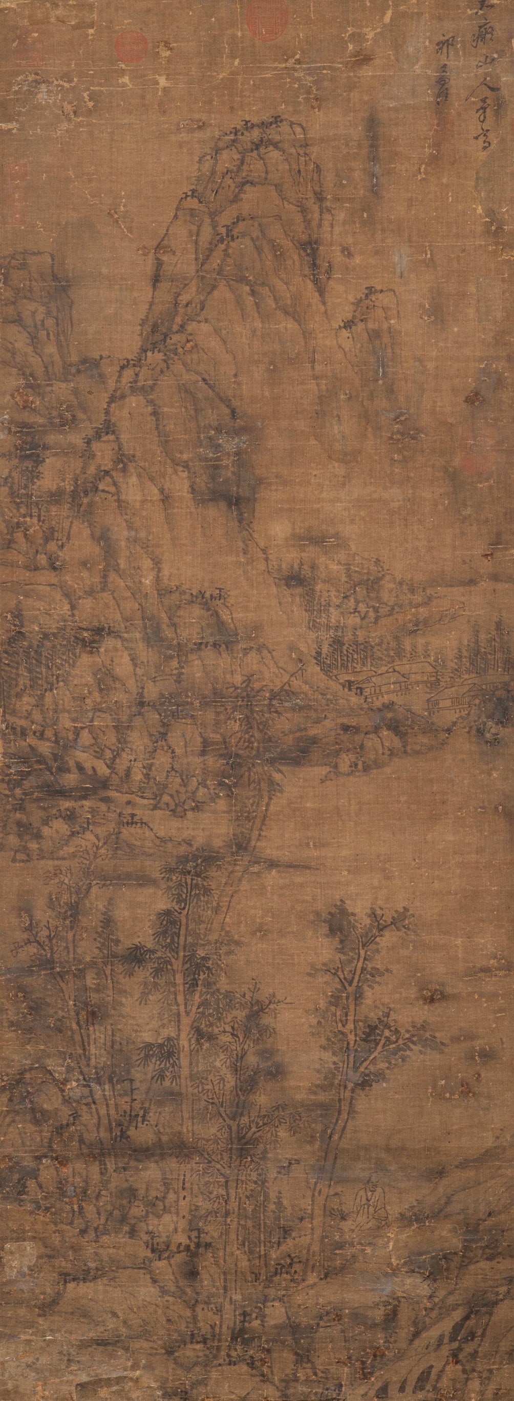Qi Zhi Jia "Imitation of Huang Gongwang's Landscape", Silk Hanging Scroll: 121 x 43.5 cm; Ink and Color on Silk; To see more info, check our online catalogue: https://issuu.com/muchuntang