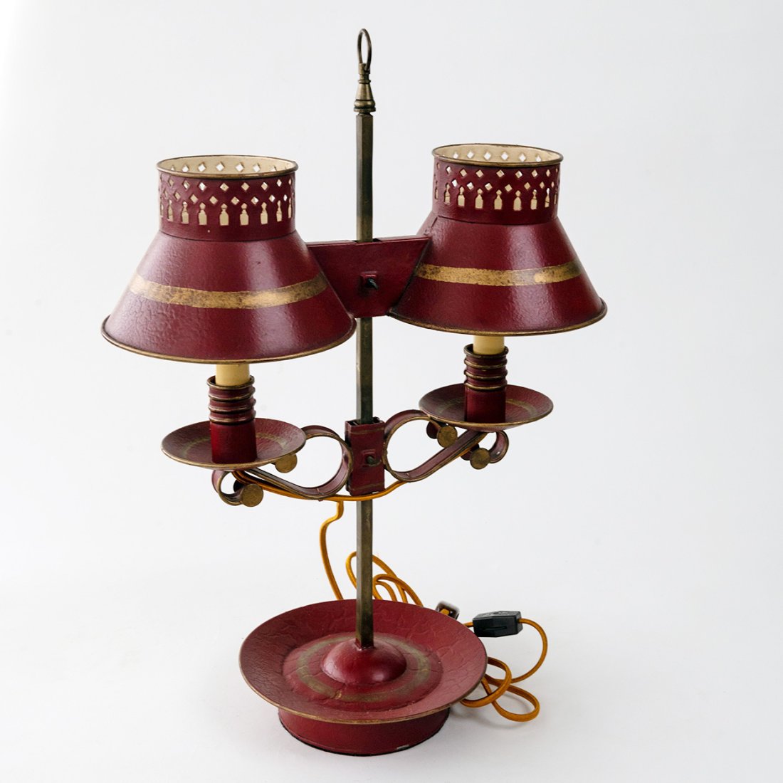 Antique Red & Gold Toleware Lamp (1 of 4)