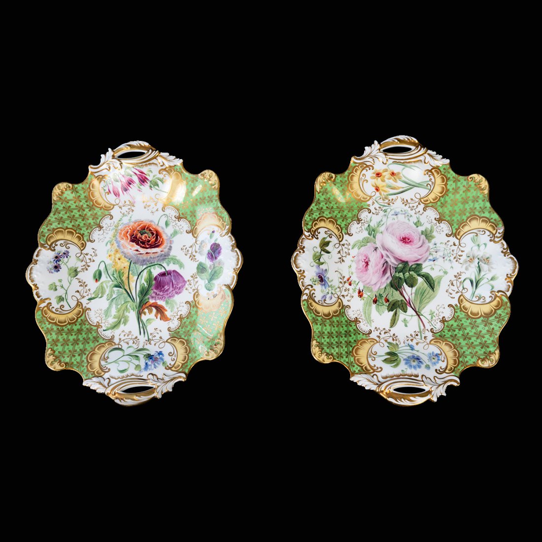 Pair of Antique Hand painted Porcelain Cake Plates (1 of 4)