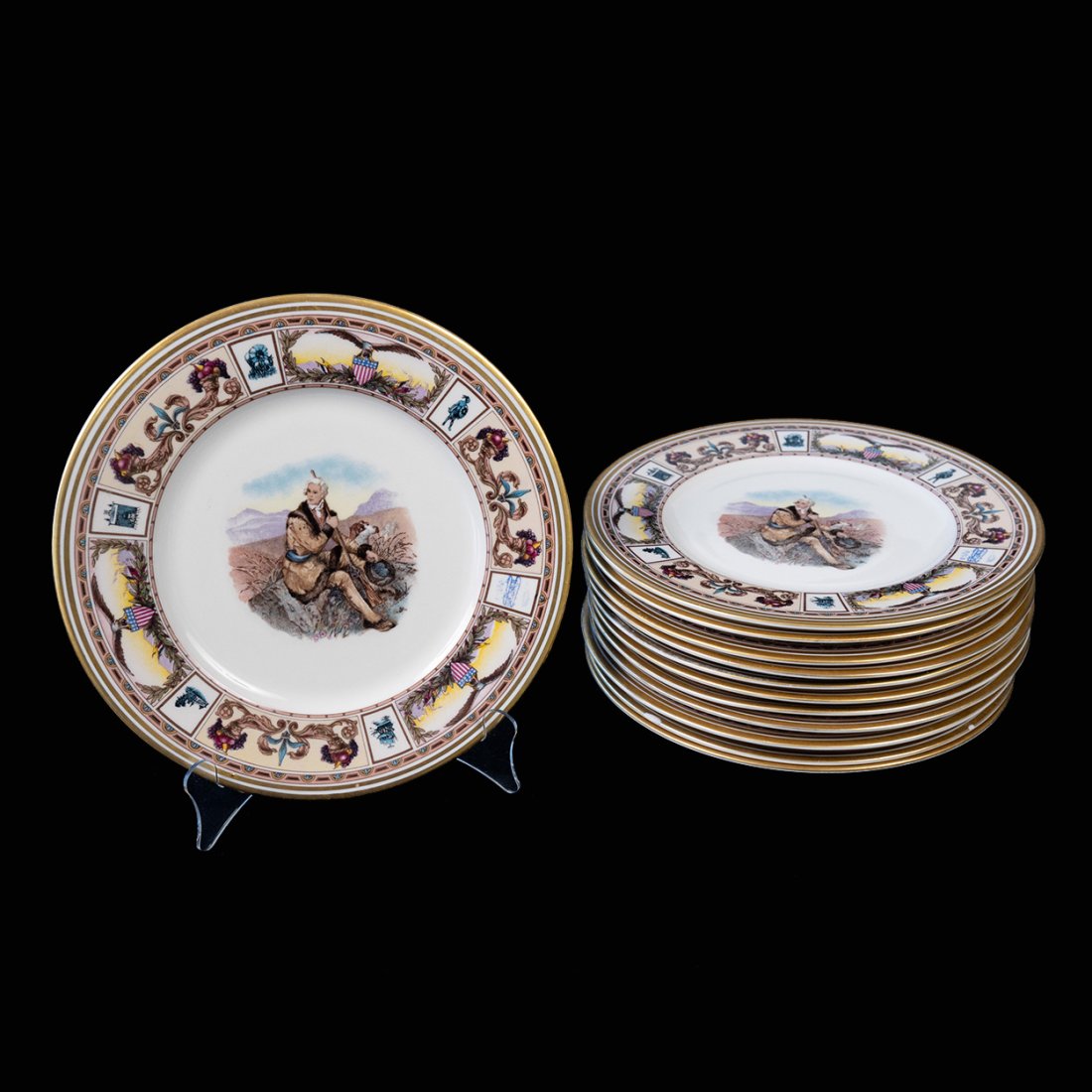 Set of 12 "The Daniel Boone Hotel" Portrait China Plates by Lamberton: Set of 12 "The Daniel Boone Hotel" Portrait China Plates by Lamberton all measuring 11" round in excellent condition