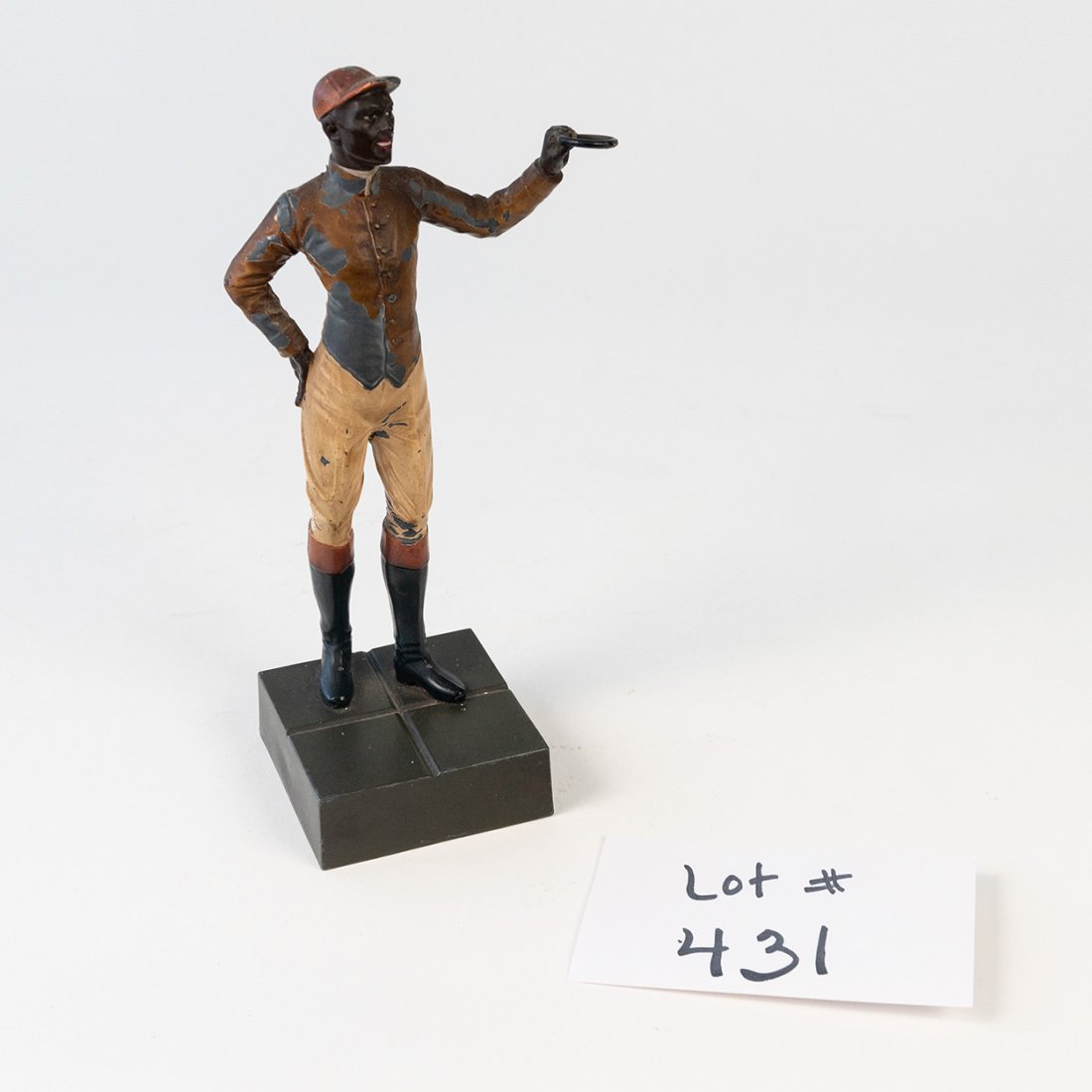 Antique 1920 Miniature Cast Iron Jockey Statue (1 of 6)