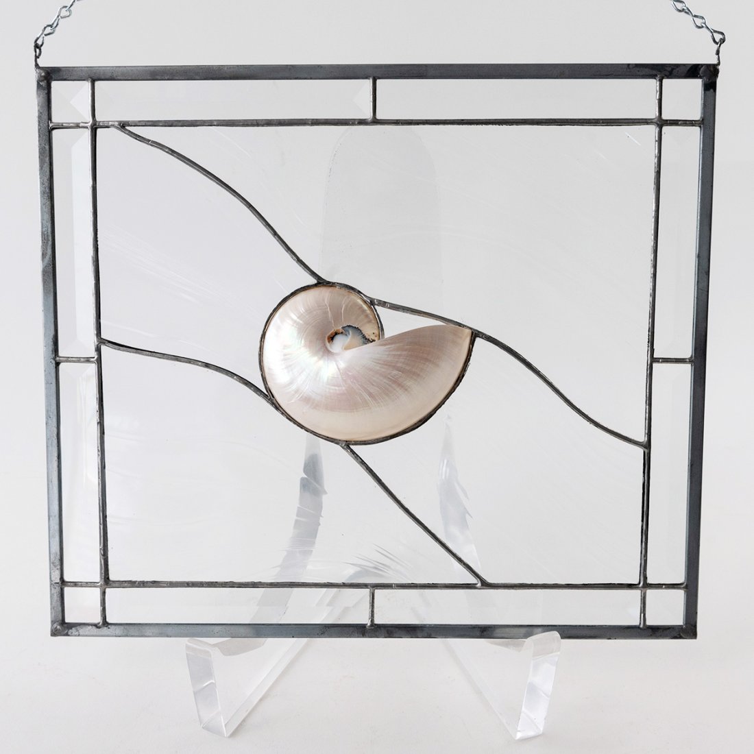 Nautilus Shell Clear Stained Glass Window Hanging (1 of 4)