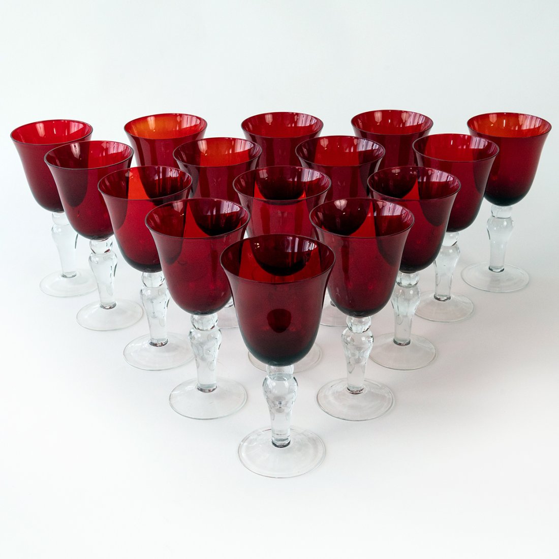 Set of 15 Vintage Ruby Red Glass Goblets (1 of 4)
