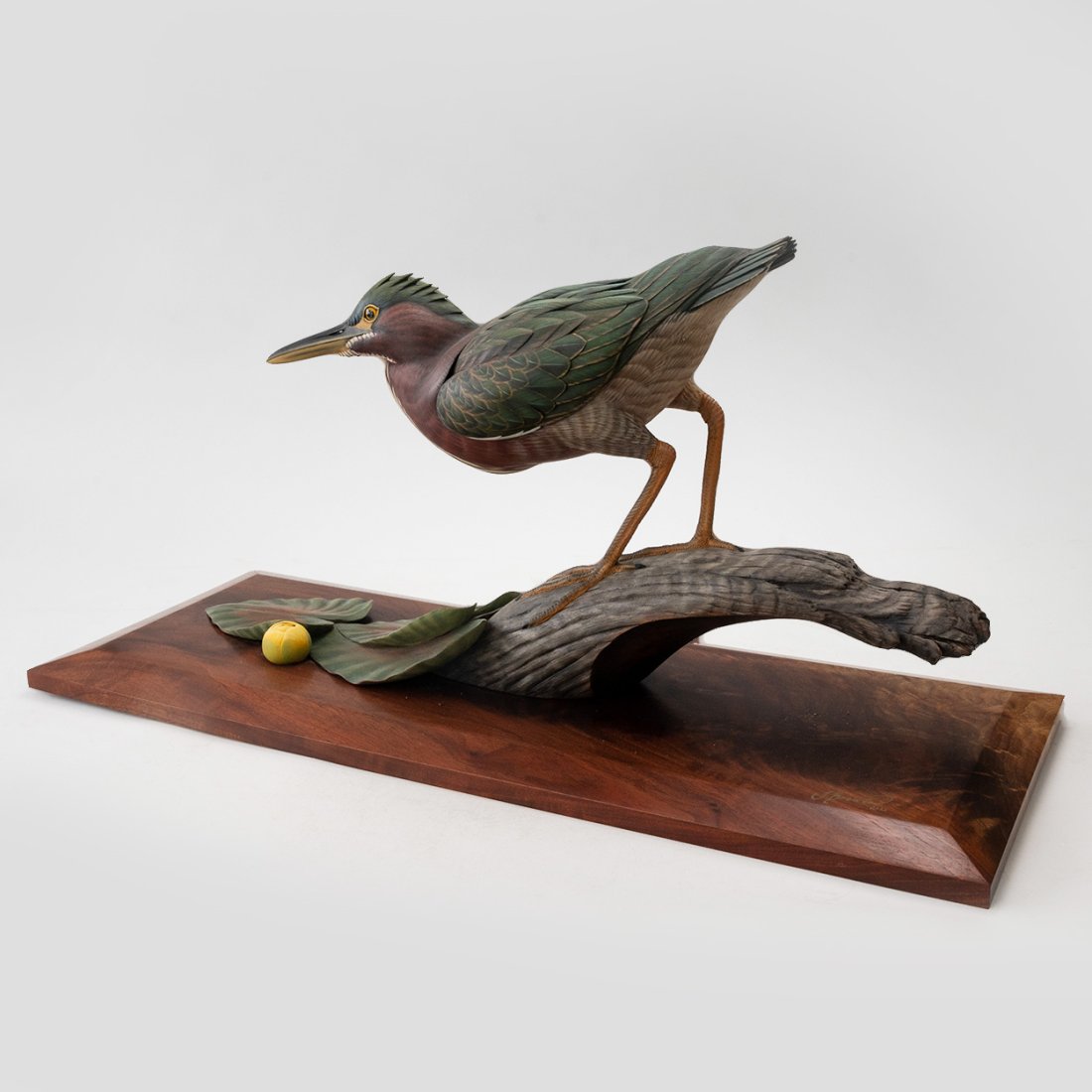 Carved Green Heron on Walnut by Joshua S.Brewer (1 of 6)