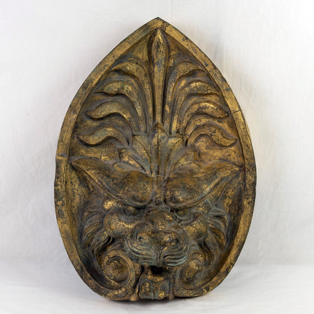 Antique Gold Gilt Copper Architectural Lion Wall Piece (1 of 4)