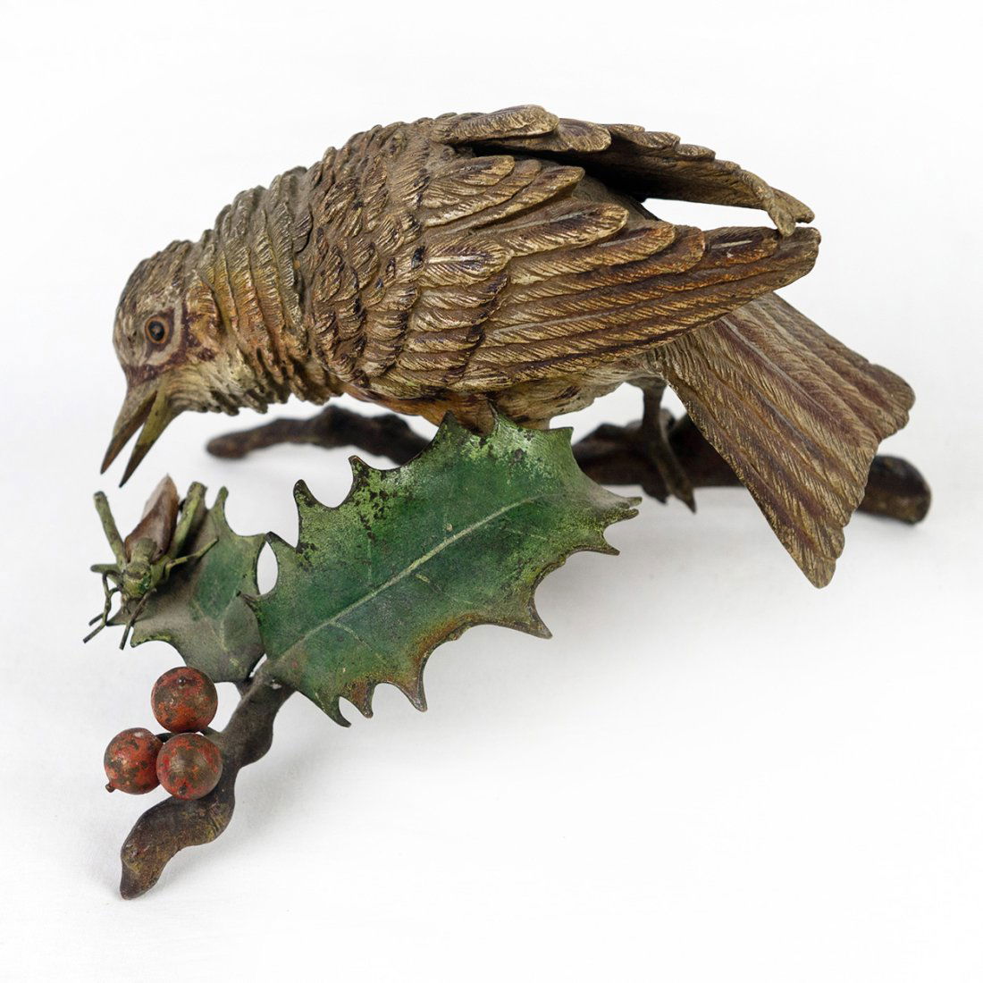 Antique Australian Cold Painted Bronze Bird on Leaf Figure (1 of 6)