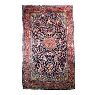 Vintage Bijar Wool Oriental Rug 11'1" x 6'9": Vintage Bijar Wool Oriental Rug, Circa 1950, size is 11'1" x 6'9", country of origin is Iran, Seneh knot, pile is wool, Original ends, natural dyes, floral pattern with large medallion , condition