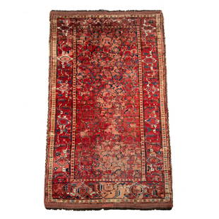 Antique Ersari Turkamen Wool Oriental Rug 10'9" x 5'2": Antique Ersari Turamen Wool Oriental Rug, circa 1880, size 10'9" x 5'2", country of origin Turkmenistan, Seneh knot, wool pile, oriental ends, natural dyes, design is hearty and floral pattern , condi