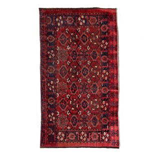 Antique Afghan Turkmen Wool Oriental Rug 6' x 3'4": Antique Afghan Turkmen Wool Rug, Circa 1900, size is 6' x 3'4" , country of origin is Turkmenistan, Seneh knot , wool pile, original ends, natural dyes, design is in Floral Guls Pattern all over , 