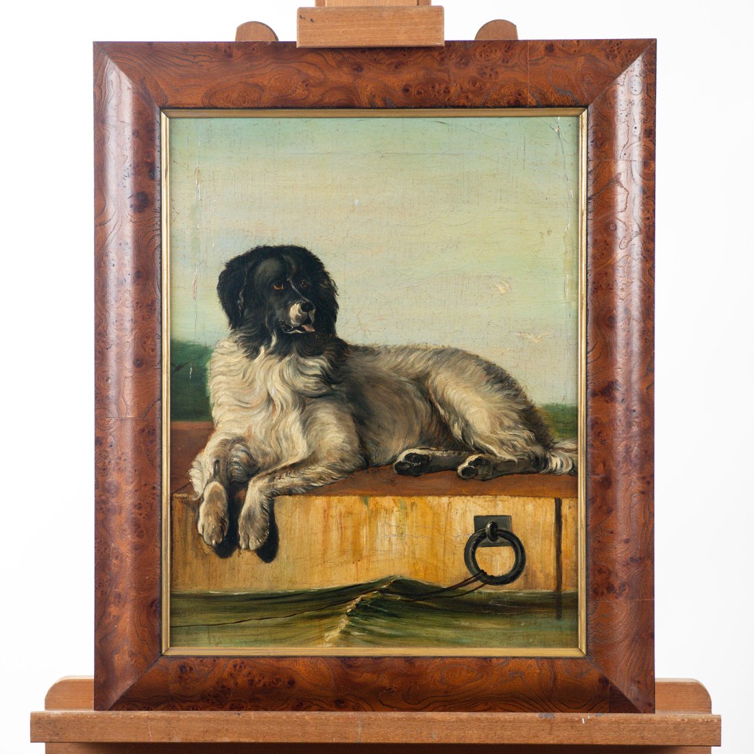 Early Oil on Canvas Painting Dog on Wharf (1 of 5)