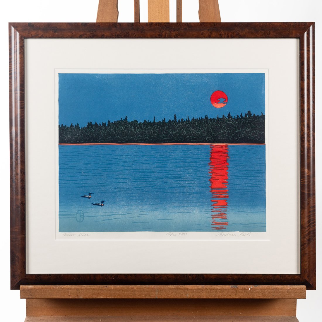 Andrea Rich Signed & Numbered Woodblock Print "Moon Rise" (1 of 3)