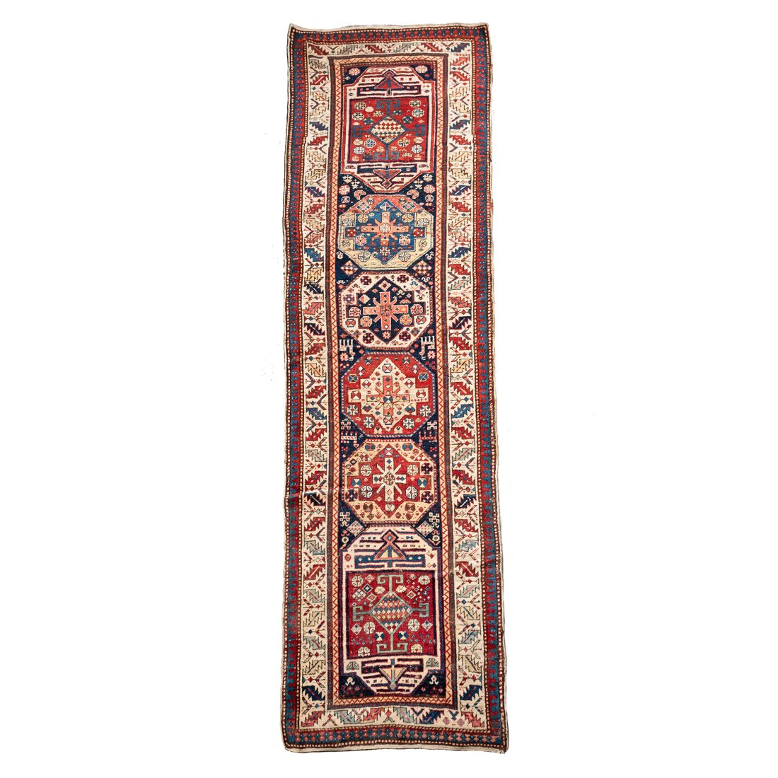 Antique Kazak Oriental Wool Runner 9'10" x 3'4" (1 of 9)