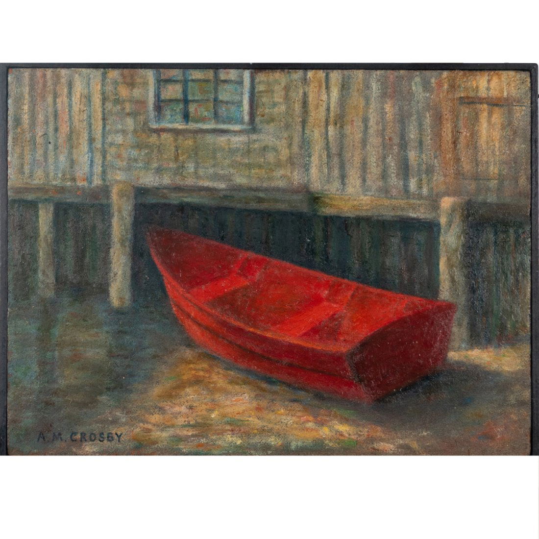 Original Oil Painting on Board "The Red Skiff" by Arthur Morris Crosby (1889-1981) (1 of 4)
