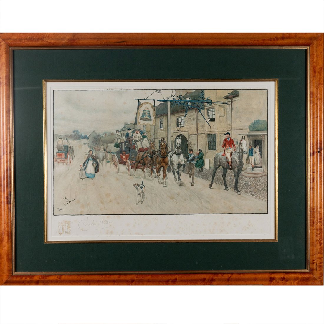 Cecil Aldin Pencil Signed Lithograph of Stage Coach Scene (1 of 5)