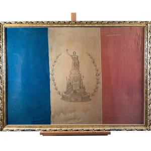 RARE 1883 French Statue of the Republic Linen Flag