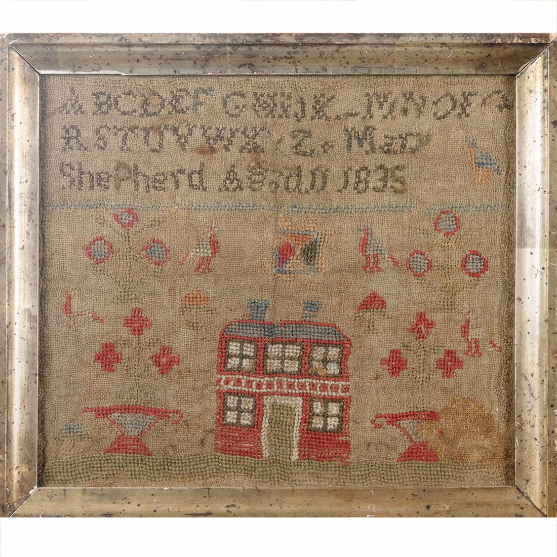 Antique 1835 Childs Needlework Sampler (1 of 4)