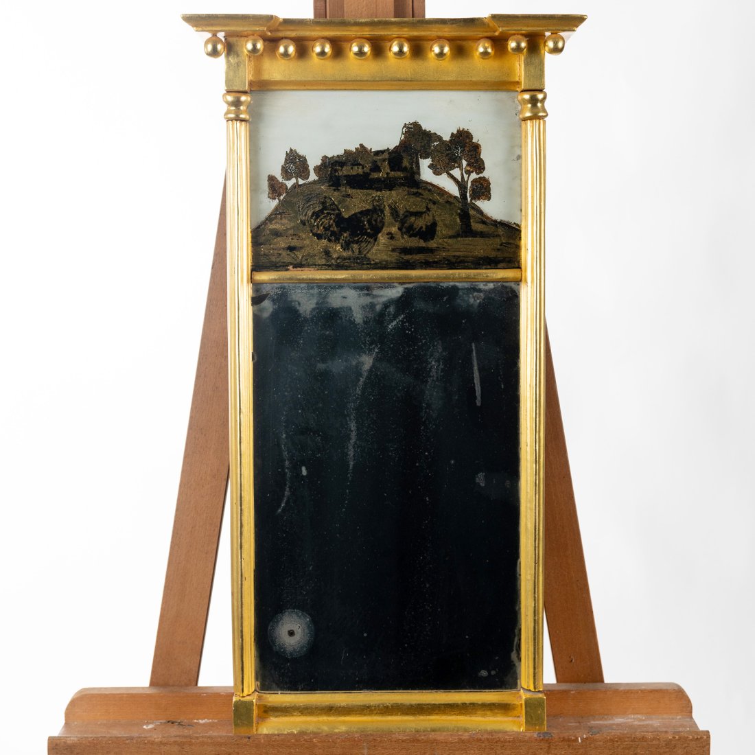 Federal Reverse Painting on Glass Gold Gilt Wall Mirror (1 of 3)