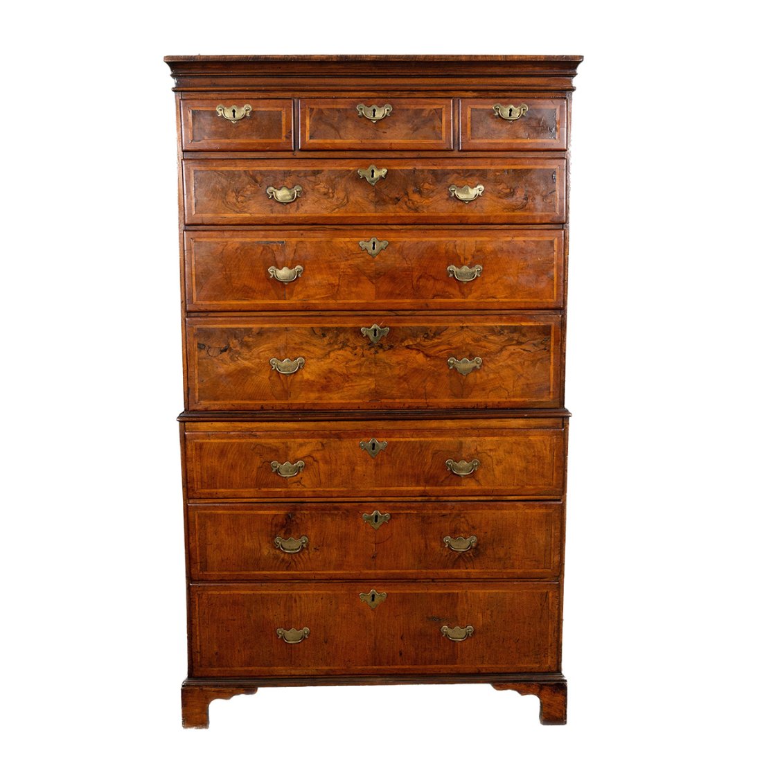 Antique English George III 18th C. Burl Walnut Chest on Chest (1 of 17)