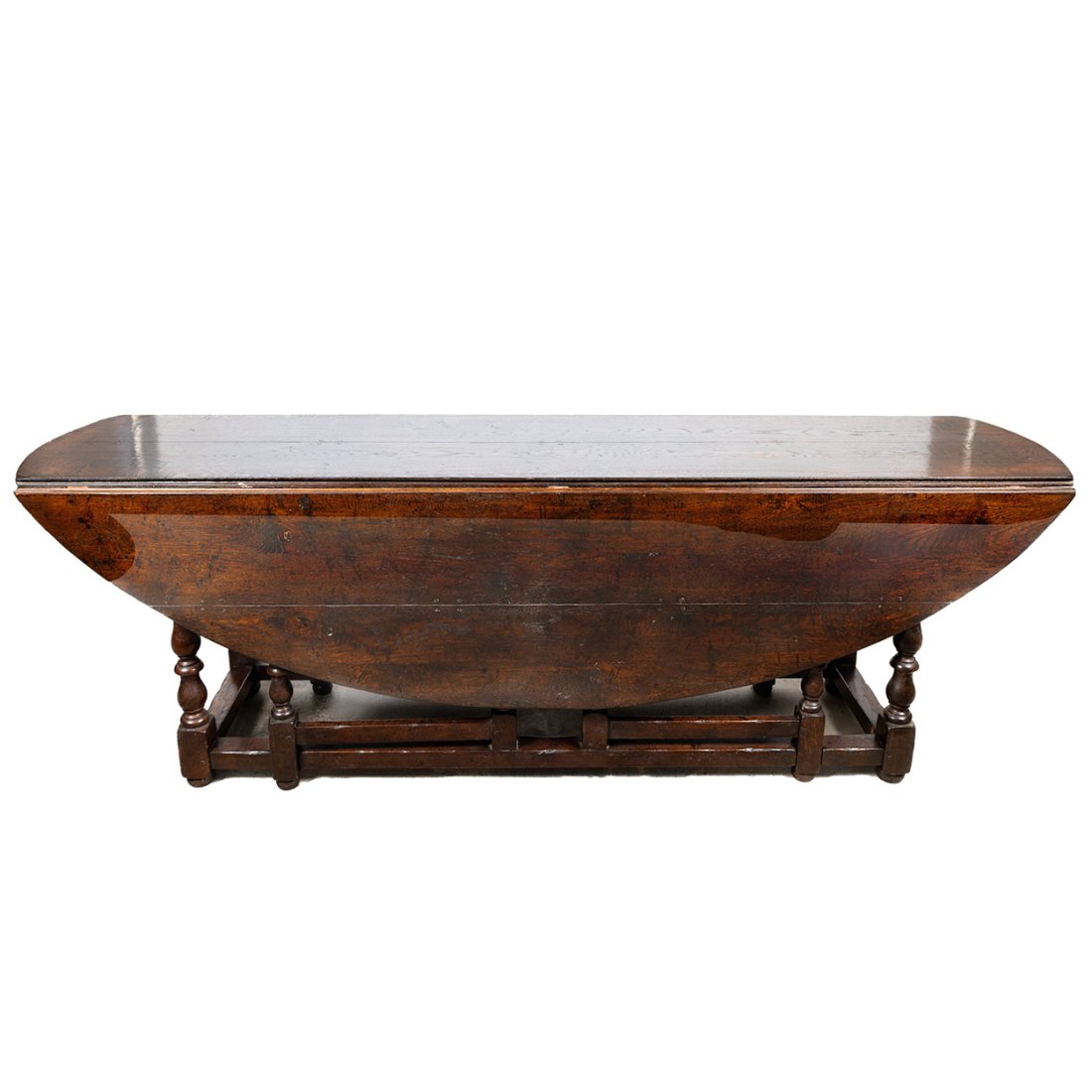 Antique English Oak Drop Leaf Oval Wake Hunt Table (1 of 5)
